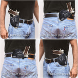 IWB / OWB 4 in 1 Leather Holster for 1911-5" .45 No Rail.