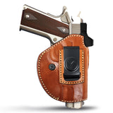 IWB / OWB 4 in 1 Leather Holster for 1911-5" .45 No Rail.