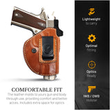 IWB / OWB 4 in 1 Leather Holster for 1911-5" .45 No Rail.
