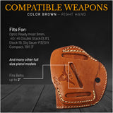 IWB / OWB 4 in 1 Leather Holster for 1911's Shield 380 EZ Compact 3"