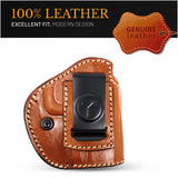 IWB / OWB 4 in 1 Leather Holster for 1911's Shield 380 EZ Compact 3"