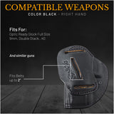 IWB / OWB 4 in 1 Leather Holster for Glock Full Size 9 mm .40 S&W