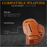 IWB / OWB 4 in 1 Leather Holster for Glock Full Size 9 mm .40 S&W