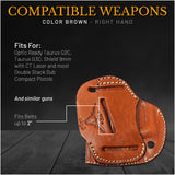 IWB / OWB 4 in 1 Leather Holster for Glock 26 27, Taurus G2C G3C