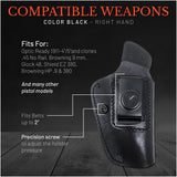IWB Suede Leather Holster for 1911-4"/5", .45 no rail, Glock 48