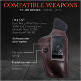 IWB Suede Leather Holster for 1911-4"/5", .45 no rail, Glock 48