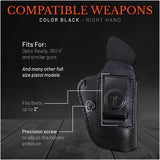 IWB Suede Leather Holster for 1911, Shield 380 EZ, Glock 19
