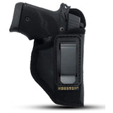 IWB TUCKABLE Gun Holster by Houston - ECO Leather Concealed Carry Soft Material | Suede Interior for Protection | Fits: S&W Bodyguard,Taurus TCP, Sig P238, Jimenez JA, PPK380.Ruger LCP II