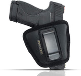 IWB and Outside Gun Holster - by Houston - Black ECO Leather Concealed Carry Soft Material | Fits Glock 26 / 27 / 33, Shield, XDS, Taurus 709, Taurus Pro C, Walther P22, Beretta Nano, SCCY Sky, LC9