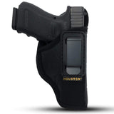 IWB TUCKABLE Gun Holster by Houston - ECO Leather Concealed Carry Soft Material | Suede Interior for Protection | Fits: Glock, Ruger, Springfield, Sig, S&W, Walther, Taurus, H&K, Beretta