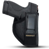 IWB TUCKABLE Gun Holster by Houston - ECO Leather Concealed Carry Soft Material | Fits Glock 26 / 27 / 33, Shield, XDS, Taurus 709, Taurus Pro C, Walther P22, Beretta Nano, SCCY Sky, Ruger LC9