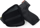 IWB and Outside Gun Holster - by Houston - Black ECO Leather Concealed Carry Soft Material | Fits Glock 26 / 27 / 33, Shield, XDS, Taurus 709, Taurus Pro C, Walther P22, Beretta Nano, SCCY Sky, LC9