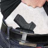 IWB and Outside Gun Holster - by Houston - Black ECO Leather Concealed Carry Soft Material | Fits Glock 26 / 27 / 33, Shield, XDS, Taurus 709, Taurus Pro C, Walther P22, Beretta Nano, SCCY Sky, LC9