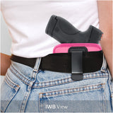 IWB and Outside Gun Holster - by Houston - Pink ECO Leather Concealed Carry Soft Material | Fits Glock 26 / 27 / 33, Shield, XDS, Taurus 709, Taurus Pro C, Walther P22, Beretta Nano, SCCY Sky, LC9