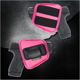 IWB and Outside Gun Holster - by Houston - Pink ECO Leather Concealed Carry Soft Material | Fits Glock 26 / 27 / 33, Shield, XDS, Taurus 709, Taurus Pro C, Walther P22, Beretta Nano, SCCY Sky, LC9