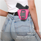IWB and Outside Gun Holster - by Houston - Pink ECO Leather Concealed Carry Soft Material | Fits Glock 26 / 27 / 33, Shield, XDS, Taurus 709, Taurus Pro C, Walther P22, Beretta Nano, SCCY Sky, LC9