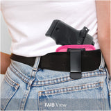 IWB and Outside Gun Holster - by Houston - Pink ECO Leather Concealed Carry Soft Material | Suede Interior for Protection | Fits: S&W Bodyguard,Taurus TCP, Sig P238, Jimenez JA, PPK 380.Ruger LCP II