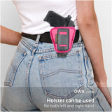IWB and Outside Gun Holster - by Houston - Pink ECO Leather Concealed Carry Soft Material | Suede Interior for Protection | Fits: S&W Bodyguard,Taurus TCP, Sig P238, Jimenez JA, PPK 380.Ruger LCP II