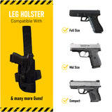 Tactical Leg Gun Holster Houston - Black Nylon, Soft and Durable Material | Suede Interior for Protection | Wrap Around Belt, Thigh Design for Men and Women with Fully Adjustable System
