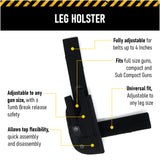 Tactical Leg Gun Holster Houston - Black Nylon, Soft and Durable Material | Suede Interior for Protection | Wrap Around Belt, Thigh Design for Men and Women with Fully Adjustable System