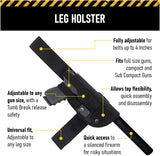 Leg Gun Holster with Suppressor Opening - Black Nylon -by Houston| Tactical | Soft and Durable Material | Suede Interior for Protection | Wrap Around Belt, Thigh Design for Men and Women, Fully Adjustable System