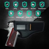 IWB TUCKABLE Gun Holster by Houston - ECO Leather Concealed Carry Soft Material | Suede Interior for Maximum Protection | FITS 1911 5"& 4", Browning 9 mm