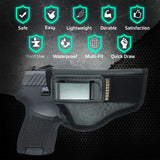 IWB TUCKABLE Gun Holster by Houston - ECO Leather Concealed Carry Soft Material | Fits Sig P250 Sub Comp, P320 Sub Comp, 224 | FNS 9C | XD Mod. 2-3" 40 & 45 | XD9 Sub Comp | Glock 30/30S/39