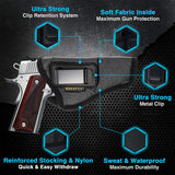 IWB Gun Holster by Houston - ECO Leather Concealed Carry Soft Material | Suede Interior for Maximum Protection | FITS 1911 45", Browning 9 mm