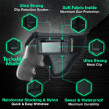 IWB Revolver Holster by Houston - Tuckable ECO Leather Concealed Carry Soft Material | Suede Interior | Fits: Any 38 J Frames | S&W Revolvers | Charter Arms | Rossi 38 | Taurus BG LCR