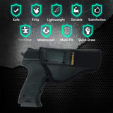 IWB TUCKABLE Gun Holster by Houston - ECO Leather Concealed Carry Soft Material | FITS Glock 17/21, H &K,Beretta 92 FS,XDM,Ruger 45 BERSA PRO,PX4,FNX 45,FNH 45,HI Point 9mm /.40 /.45 Cal