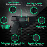 IWB TUCKABLE Gun Holster by Houston - ECO Leather Concealed Carry Soft Material | Suede Interior for Protection | Fits: Glock, Ruger, Springfield, Sig, S&W, Walther, Taurus, H&K, Beretta