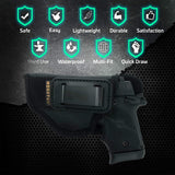 IWB Tuckable ECO Leather Holster - by Houston - Concealment Inside The Waist with Metal Clip FIT Glock 43 & 42, SIG P365, KAHR PM 45, MAKAROV, KELTEC PF9 / P11