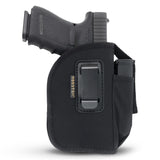 IWB and OWB Tactical Holster - Gun + Mag Pouch by Houston - with Metal Clip | Fits: M&P 9 mm, Ruger, Springfield, Sig, S&W, Taurus, Beretta, H&K with Small Laser | Lined Inside for Gun Protection