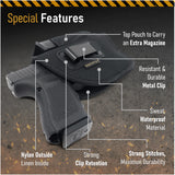 IWB and OWB Tactical Holster - Gun + Mag Pouch by Houston - with Metal Clip | Fits: M&P 9 mm, Ruger, Springfield, Sig, S&W, Taurus, Beretta, H&K with Small Laser | Lined Inside for Gun Protection