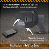 IWB and OWB Tactical Holster - Gun + Mag Pouch by Houston - with Metal Clip | Fits: M&P 9 mm, Ruger, Springfield, Sig, S&W, Taurus, Beretta, H&K with Small Laser | Lined Inside for Gun Protection
