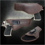 IWB Gun Holster by Houston -Brown Color- ECO Leather Concealed Carry Soft Material | Suede Interior for Maximum Protection | Fits: Magnum Research Dessert Eagle .50 / .50AE / .357 / .44 Caliber 6" Barrel