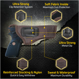 IWB Gun Holster by Houston - ECO Leather Concealed Carry Soft Material | Suede Interior for Maximum Protection | FITS 1911 45", Browning 9 mm