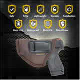 IWB Gun Holster by Houston - ECO Leather Concealed Carry Soft Material | Fits Glock 26/27/33, Shield, XDS, Taurus 709, Taurus Pro C, Walther P22, Beretta Nano, SCCY Sky, Rug LC9