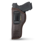 IWB Gun Holster by Houston - Brown ECO Leather Concealed Carry Soft Material | FITS Beretta 92FS | FN 5.7 | Canik TP9 SFX | Ruger 57 | SIG P320 X5 | Beretta APX Target | Glock 34 35 41 (Left)