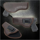 IWB Gun Holster by Houston - Brown ECO Leather Concealed Carry Soft Material | FITS Beretta 92FS | FN 5.7 | Canik TP9 SFX | Ruger 57 | SIG P320 X5 | Beretta APX Target | Glock 34 35 41 (Left)