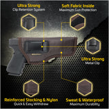 IWB Gun Holster by Houston - Brown ECO Leather Concealed Carry Soft Material | FITS Beretta 92FS | FN 5.7 | Canik TP9 SFX | Ruger 57 | SIG P320 X5 | Beretta APX Target | Glock 34 35 41 (Left)