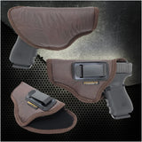 IWB Gun Holster by Houston - ECO LEATHER Concealed Carry Soft Material | Suede Interior for Maximum Protection | Fits: Glock, Rug, Springfield, Sig, S&W, Walther, Taurus, H&K, Beretta and More