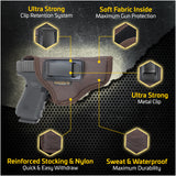 IWB Gun Holster by Houston - ECO LEATHER Concealed Carry Soft Material | Suede Interior for Maximum Protection | Fits: Glock, Rug, Springfield, Sig, S&W, Walther, Taurus, H&K, Beretta and More