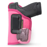 Pink ECO Leather Concealment Holster Inside The Waist with Metal Clip by Houston FITS Most MIDSIZES & Compact Β 9 mm / .40 Cal / .45 Caliber with Small Laser