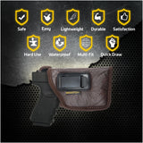 IWB Gun Holster by Houston | Brown Color | Fit Most Mid Size Guns With Laser (CHPB-57GL)