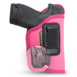 Pink ECO Leather Concealment Holster Inside The Waist with Metal Clip by Houston FITS Most MIDSIZES & Compact Β 9 mm / .40 Cal / .45 Caliber with Small Laser