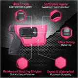 Pink ECO Leather Concealment Holster Inside The Waist with Metal Clip by Houston FITS Most MIDSIZES & Compact Β 9 mm / .40 Cal / .45 Caliber with Small Laser