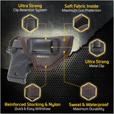 IWB ECO Leather Concealment Holster by Houston - Inside The Waist with Metal Clip FIT Glock 43 & 42, SIG P365, KAHR PM 45, MAKAROV, KELTEC PF9 / P11