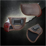 IWB Gun Holster by Houston - Brown ECO Leather Concealment Inside The Waistband with Metal Clip Compatible with Bond Arms 410 Rowdy .45 | Texas Defender .357 .38 / .45LC | Grizzly .45LC / .410, 3" Barrel