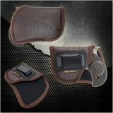 IWB Gun Holster by Houston - Brown ECO Leather Concealment Inside The Waistband with Metal Clip Compatible with Bond Arms | Roughneck | Backup | Texas Def 1 .410 / 357 / 38 / .9 / .45, 2.5 Barrel